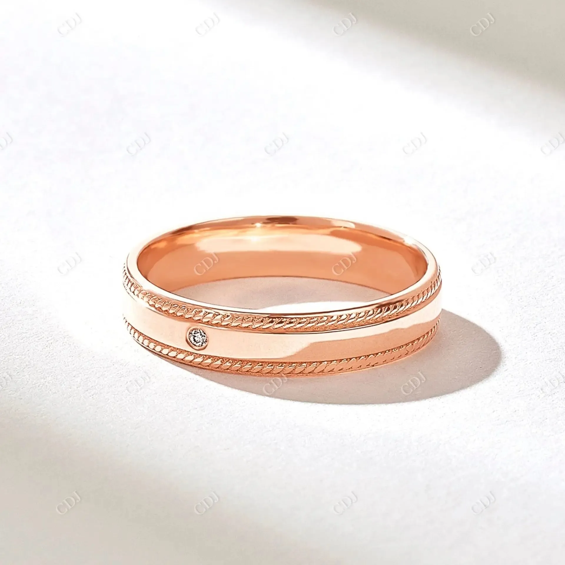 0.01CTW Solitaire Lab Grown Diamond Milgrain Wedding Band