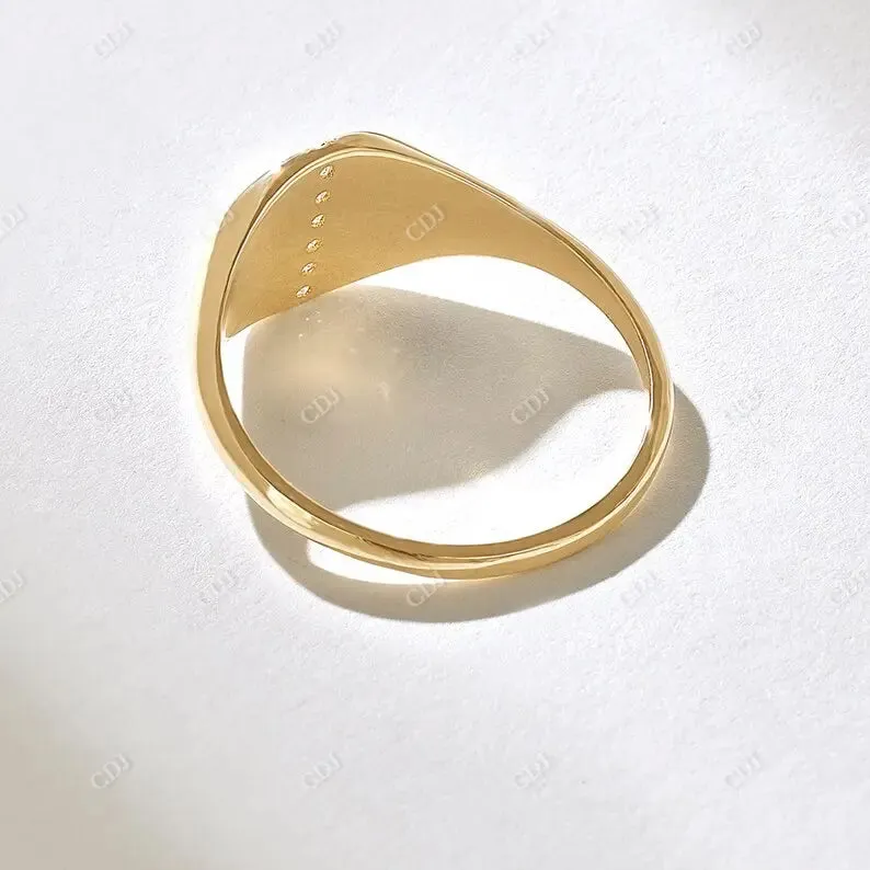 0.06CTW Pave Diamond Line Signet Dome Seal Wedding Band