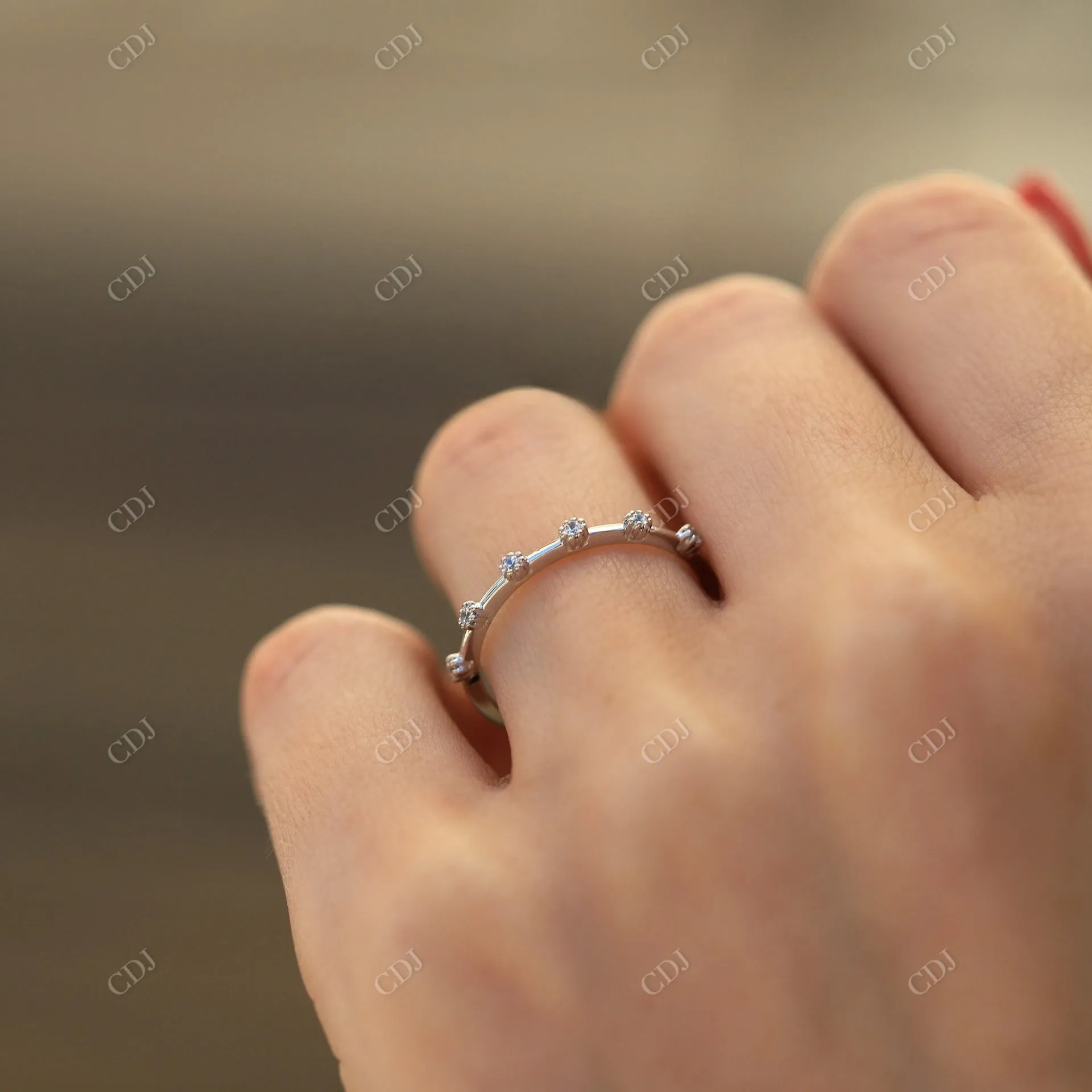 0.10CTW White Gold Lab Grown Diamond Wedding Band