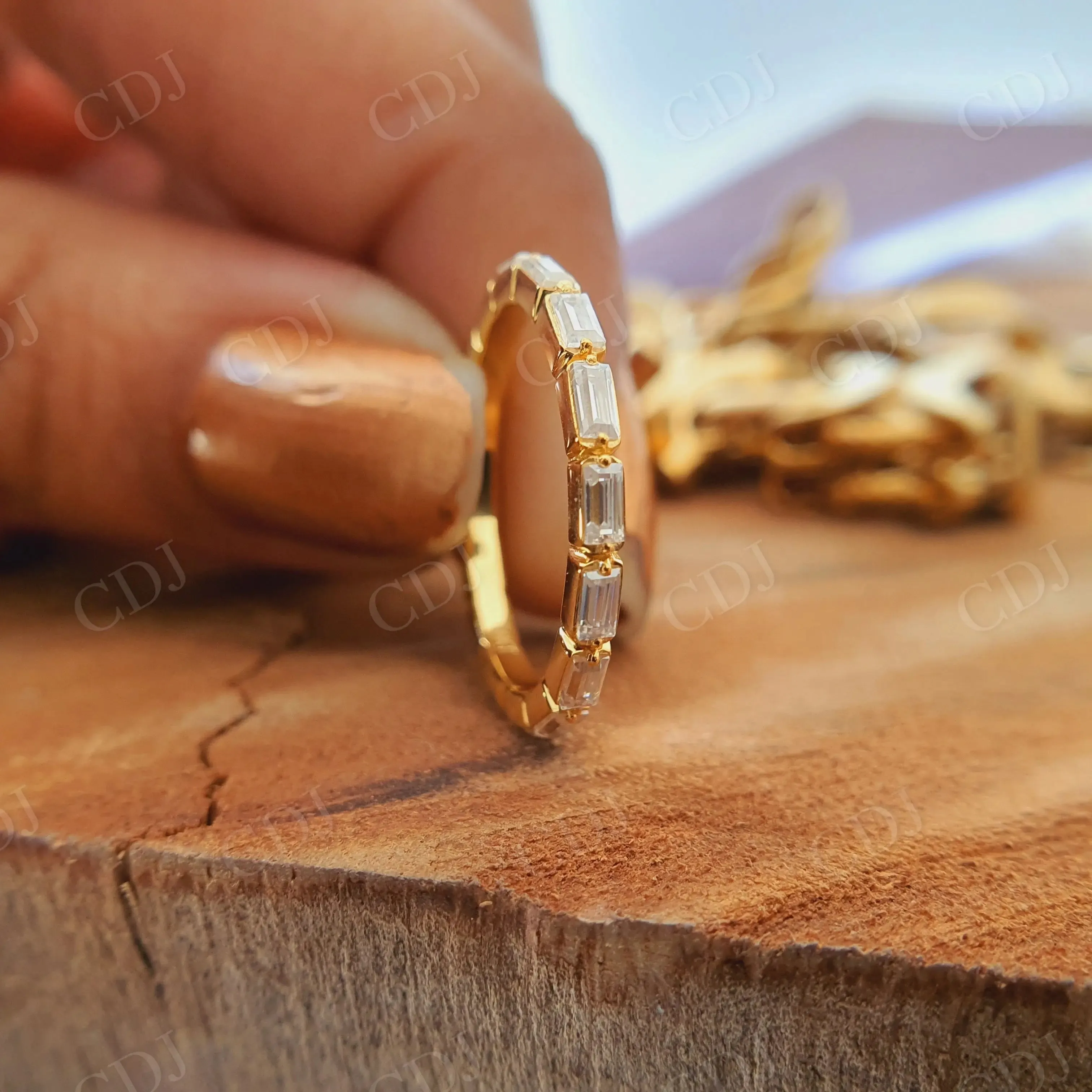 0.11CT Baguette Cut Full Eternity Moissanite Wedding Band