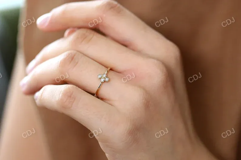 0.12CTW Four Stone Bezel Setting Simple Diamond Wedding Band