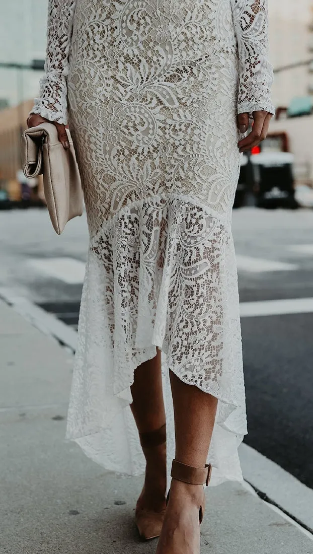 Antoinette Lace Off Shoulder Mermaid Dress White