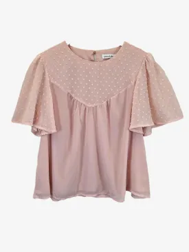 Atmos & Here Romantic Flutter Sleeve Blush Top Size 12
