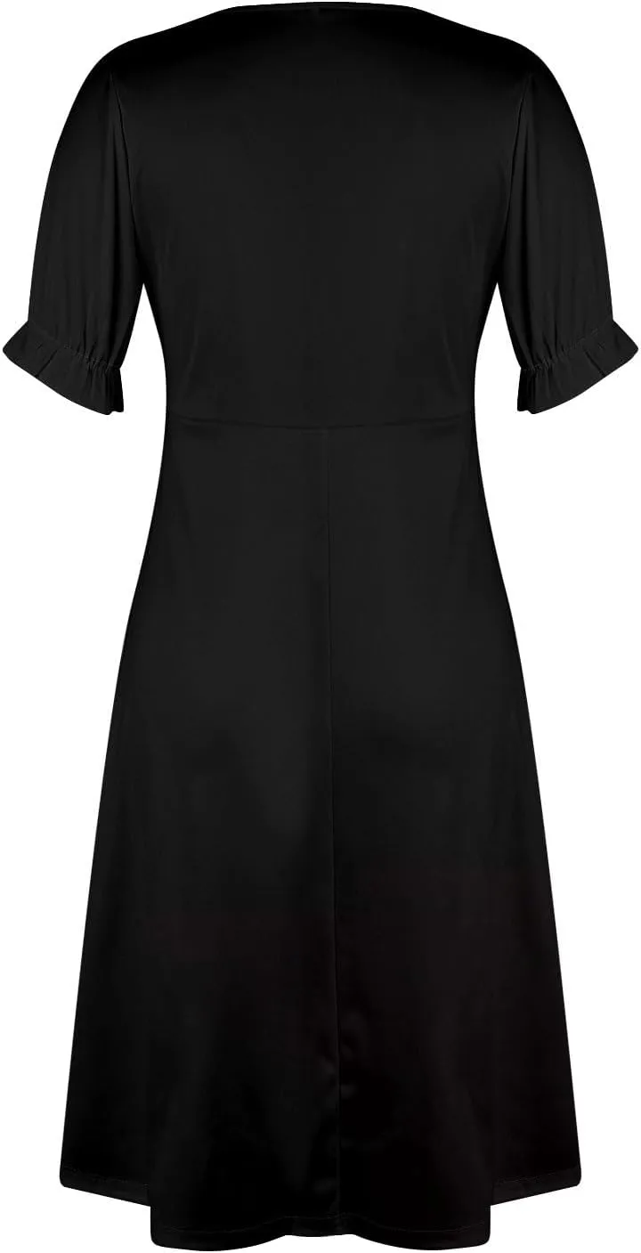 Beach Dresses for Women,2025 Spring Trendy Floral Boho Dress,Elegant V Neck Short Sleeve Irregular Hem Midi Dress