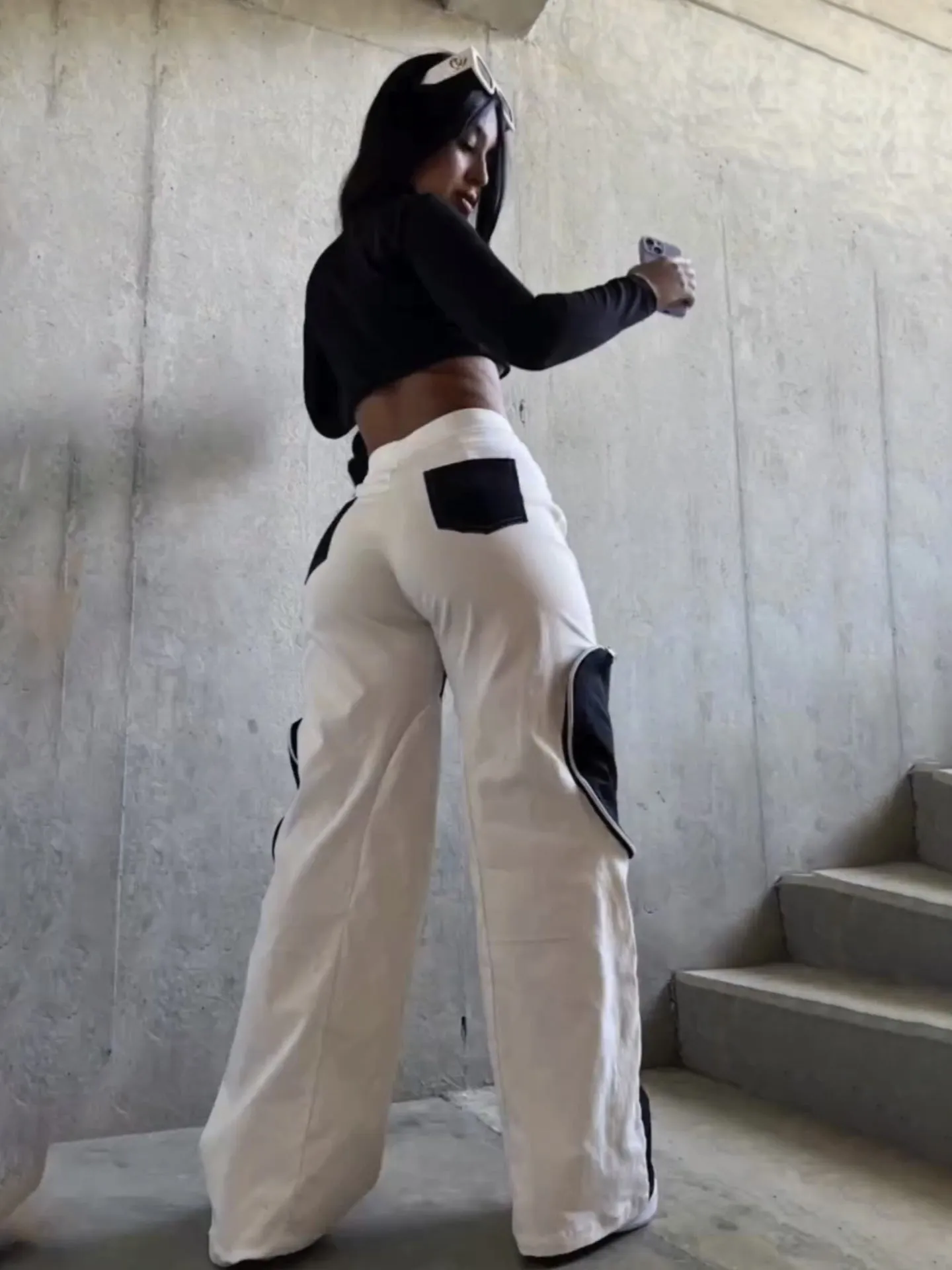 Black & White Pocket Straight Pants
