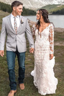 Bohemain Mermaid Long Sleeves Lace Wedding Dresses VK23081901