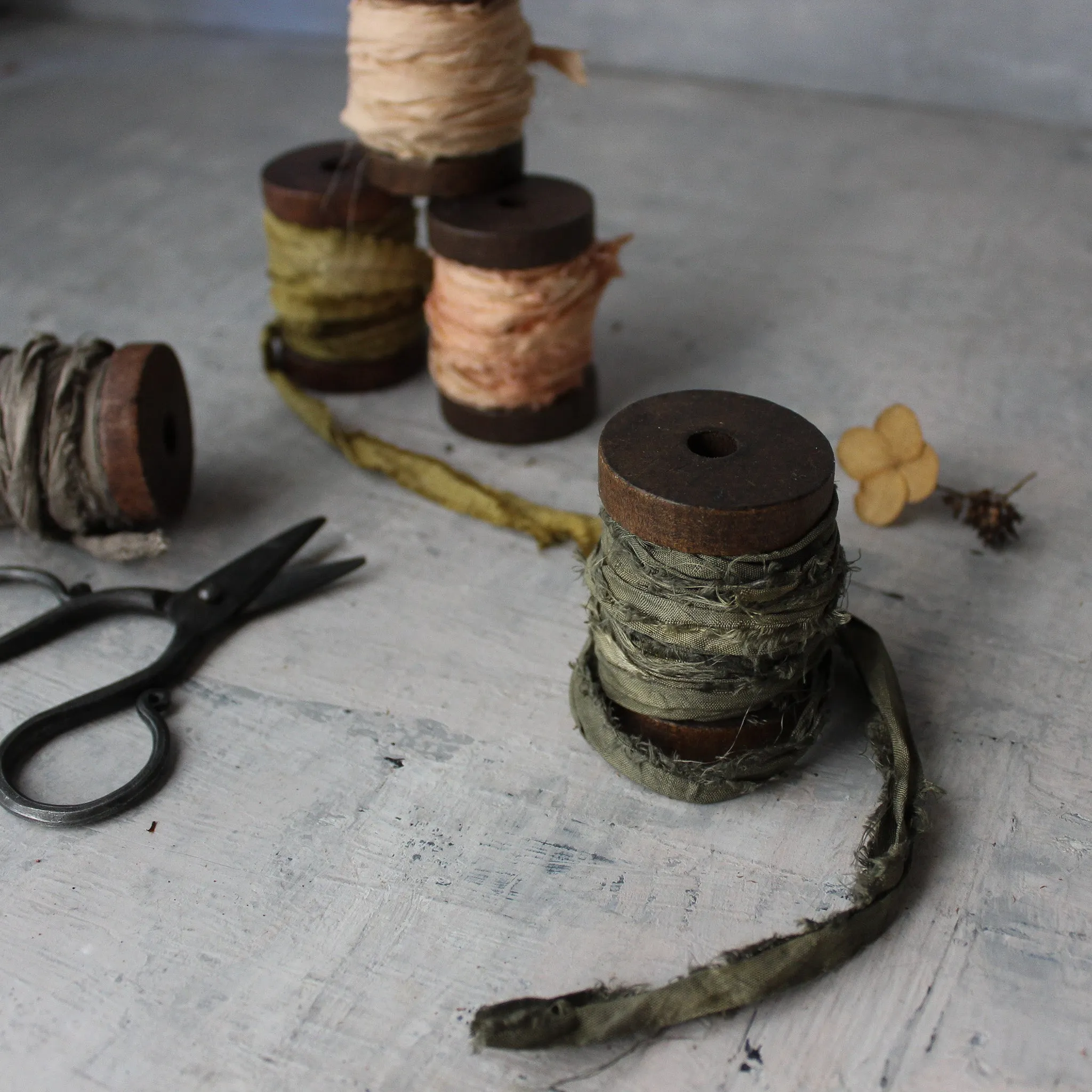 Botanical Dye Silk Ribbon Bobbins