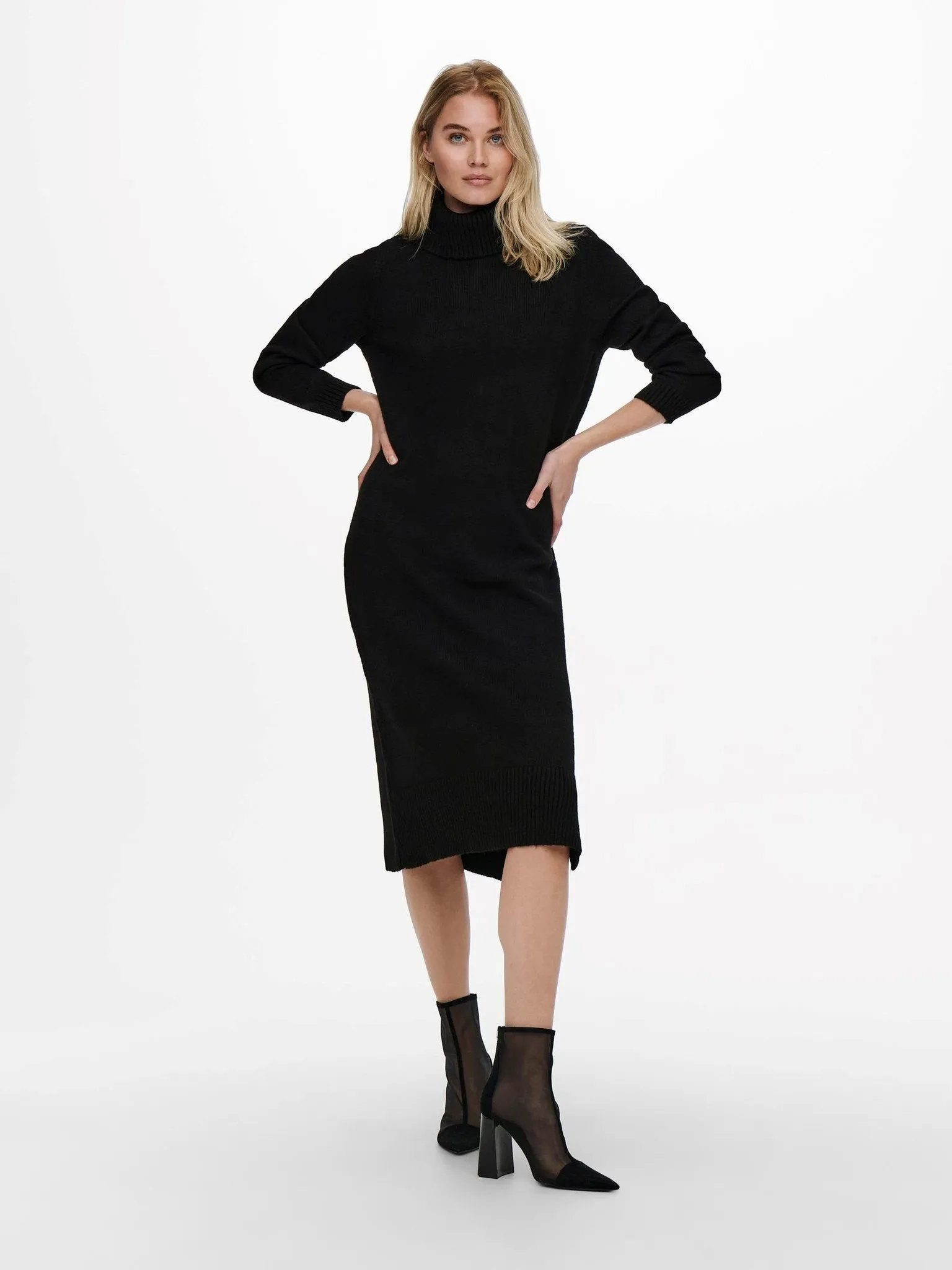 Brandie Roll Neck Dress - Sort