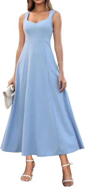Brosloth Womens Wedding Guest Dresses Elegant Long Sweetheart Neckline Sleeveless Cocktail Dress