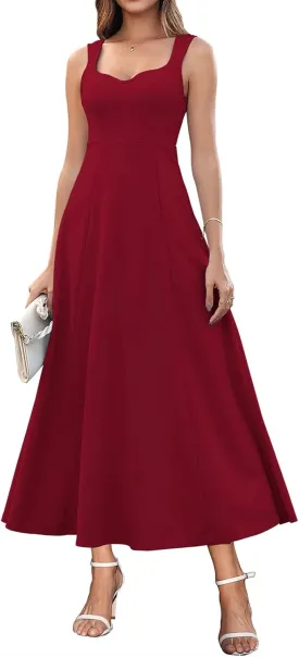 Brosloth Womens Wedding Guest Dresses Elegant Long Sweetheart Neckline Sleeveless Cocktail Dress