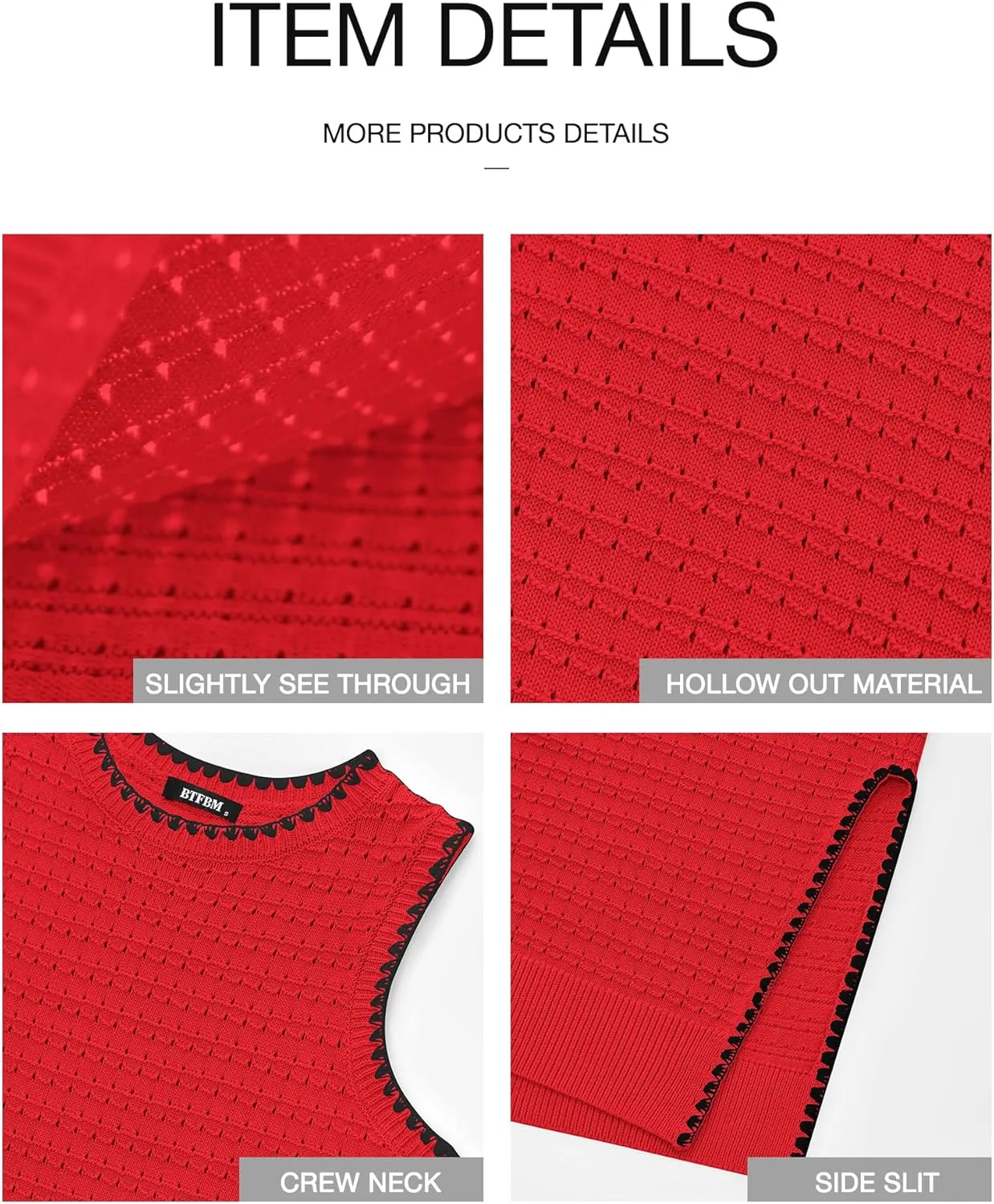 BTFBM Womens Knit Bodycon Midi Dress Casual Sleeveless See Through Cover Up Dresses Crew Neck Slit Tank Summer Dresses