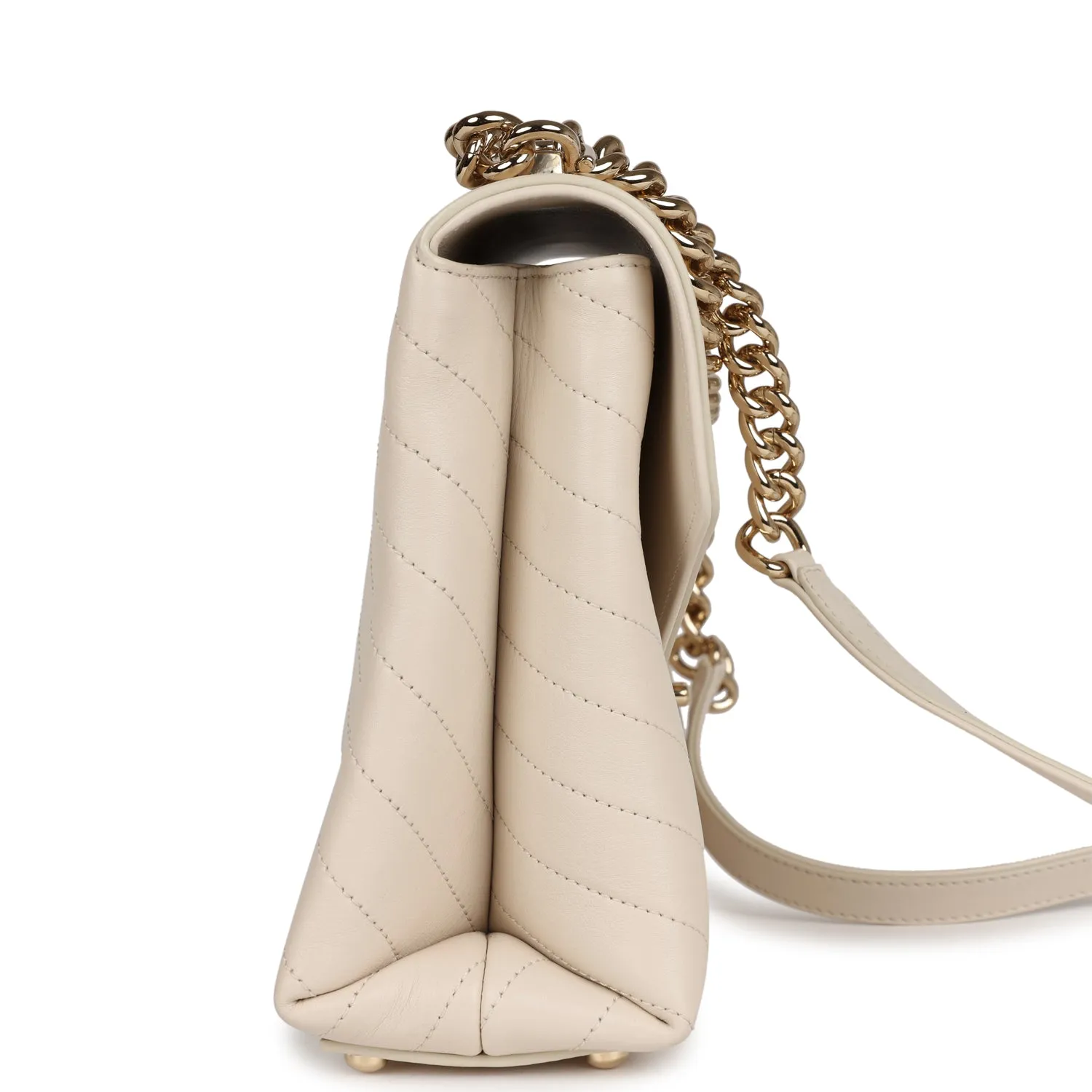 Chanel Coco Chevron Flap Bag Ivory Lambskin Light Gold Hardware