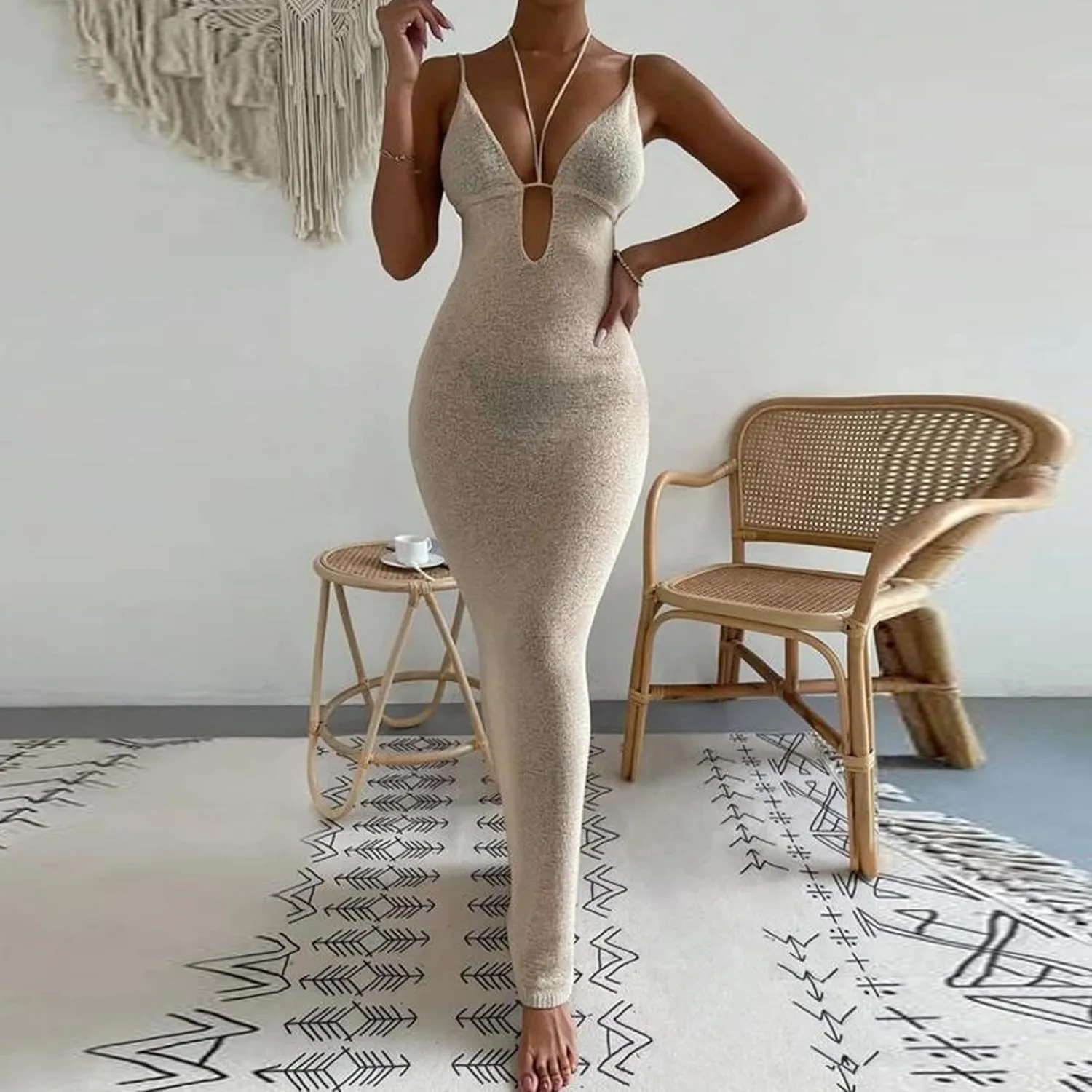 Cocktail Dresses for Women 205 Summer Sexy Mesh Wrap Dress Slimming Stretch Hollow Dresses Cutout Bodycon Sundress