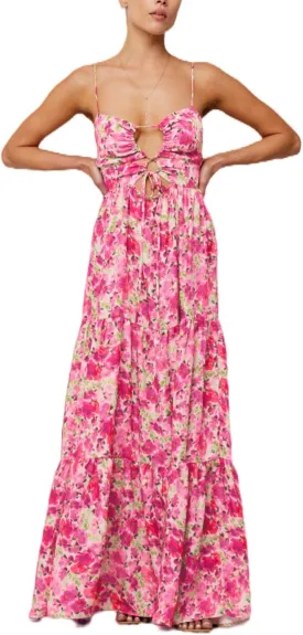 Cute Floral Long Sundresses for Women Boho Smocked Spaghetti Strap Dress Y2k Flowy Beach Ruffle Backless Maxi Dress