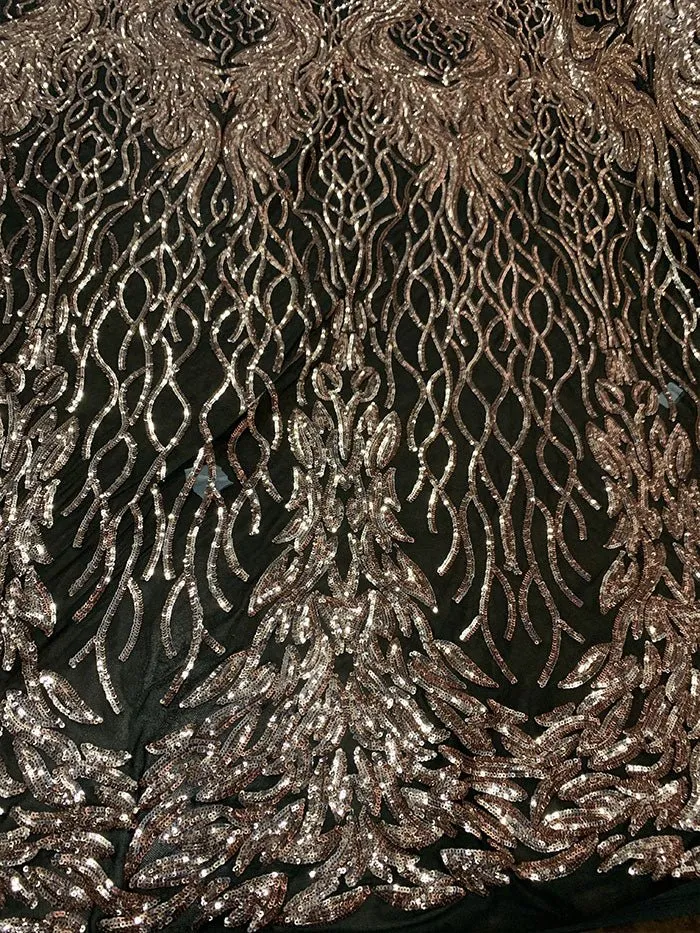Damask Embroidery Fabric 4 Way Stretch Sequin Luxury Fabric
