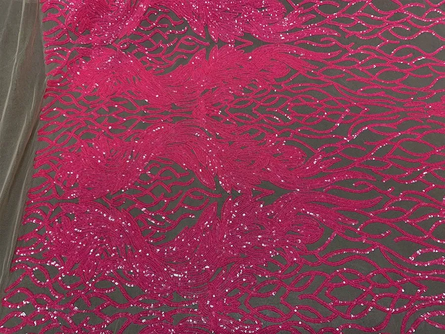 Damask Embroidery Fabric 4 Way Stretch Sequin Luxury Fabric