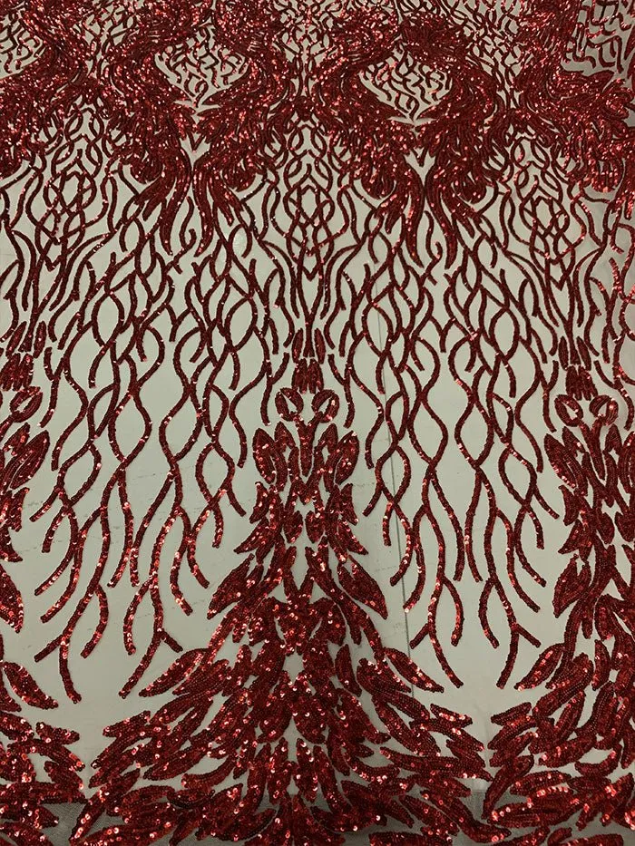 Damask Embroidery Fabric 4 Way Stretch Sequin Luxury Fabric