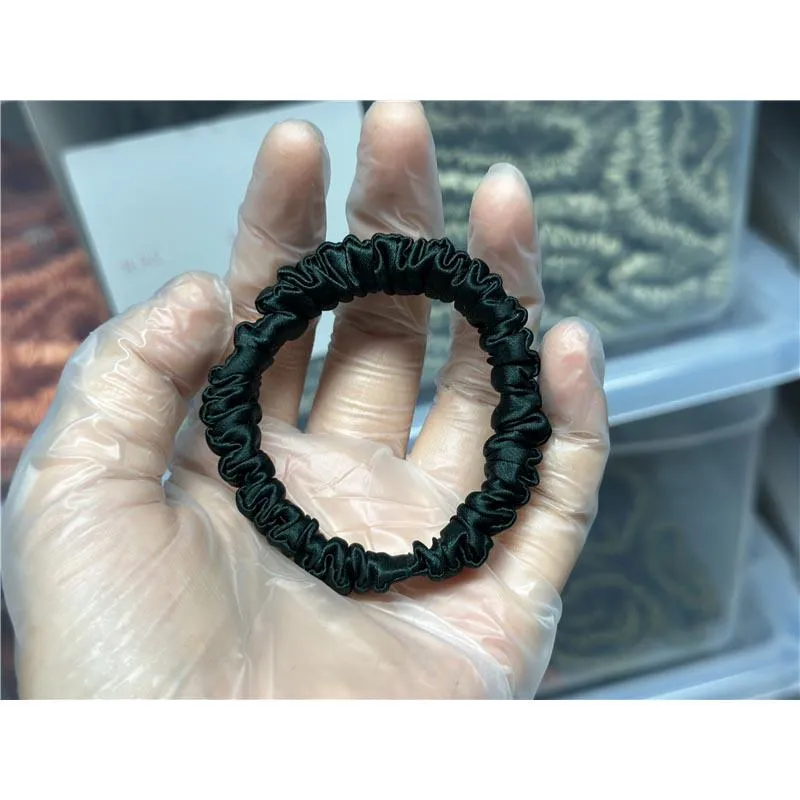 Deep green silk scrunchies mini