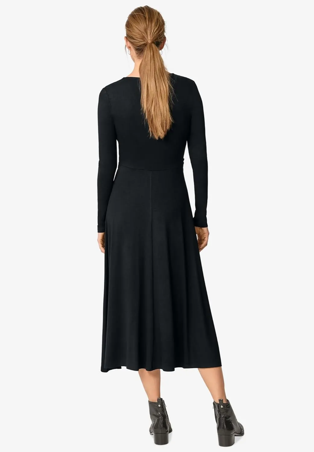 ellos Plus Size Draped Bodice Knit Midi Dress