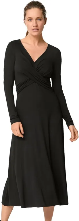 ellos Plus Size Draped Bodice Knit Midi Dress