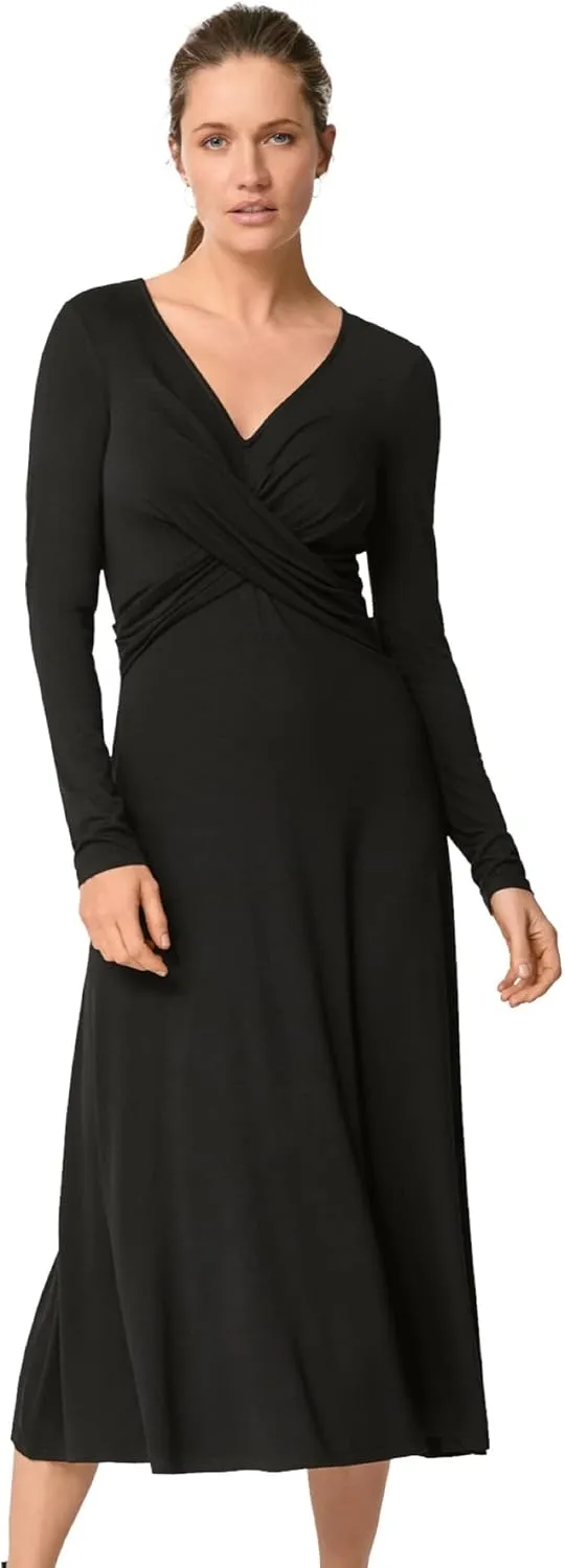 ellos Plus Size Draped Bodice Knit Midi Dress