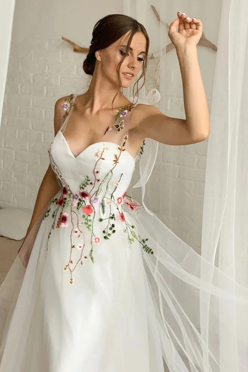Everlasting Promise White Tie-Strap Wedding Dress