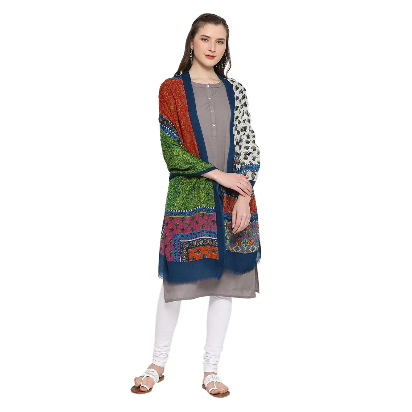 Folk Patch Woolen Shawl