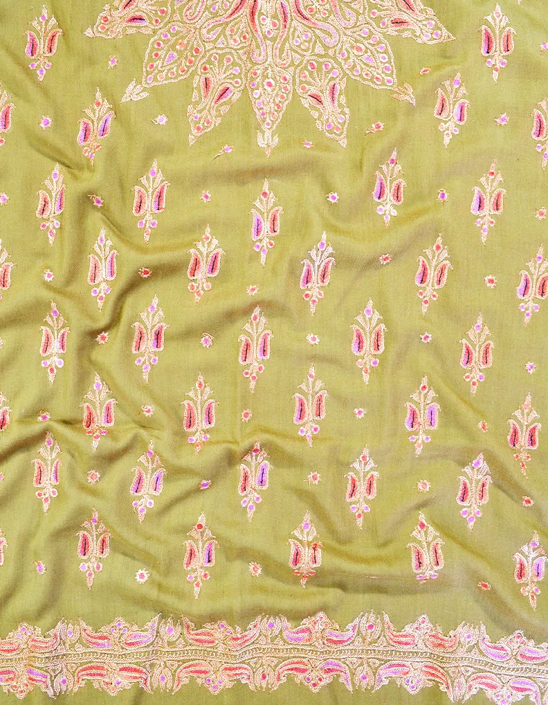 goldenrod tilla embroidery pashmina shawl 8415