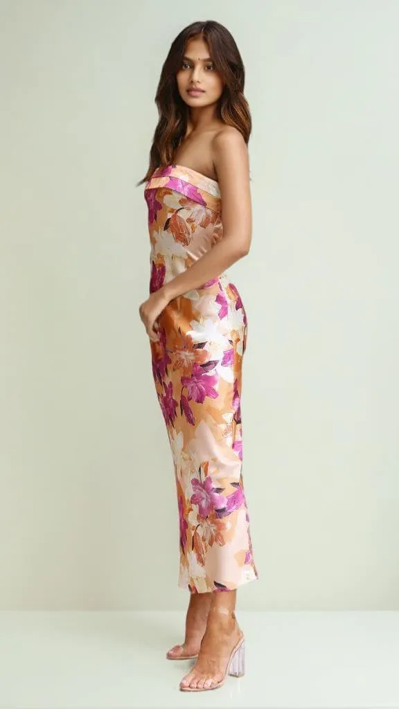 GOLDSTITCH Women's Maxi Bodycon Dresses Backless Tube Dress Low Back Hollow Out Elegant Strapless Long Dresses Wedding Guest