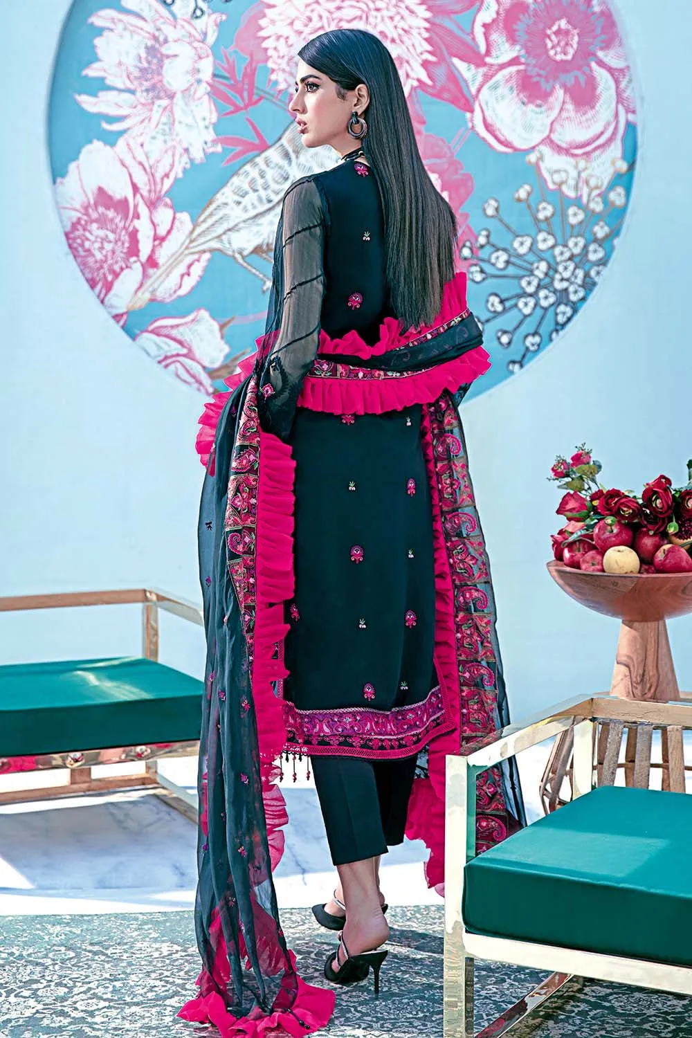 Gul Ahmed Summer Premium Lawn 2021 · 3PC Unstitched Chiffon Embroidered Suit LE-29