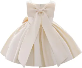 IDOPIP Flower Girl Bowknot Tutu Dress for Kids Baby Princess Wedding Bridesmaid Birthday Party Pageant Baptism Dresses 6M-10T
