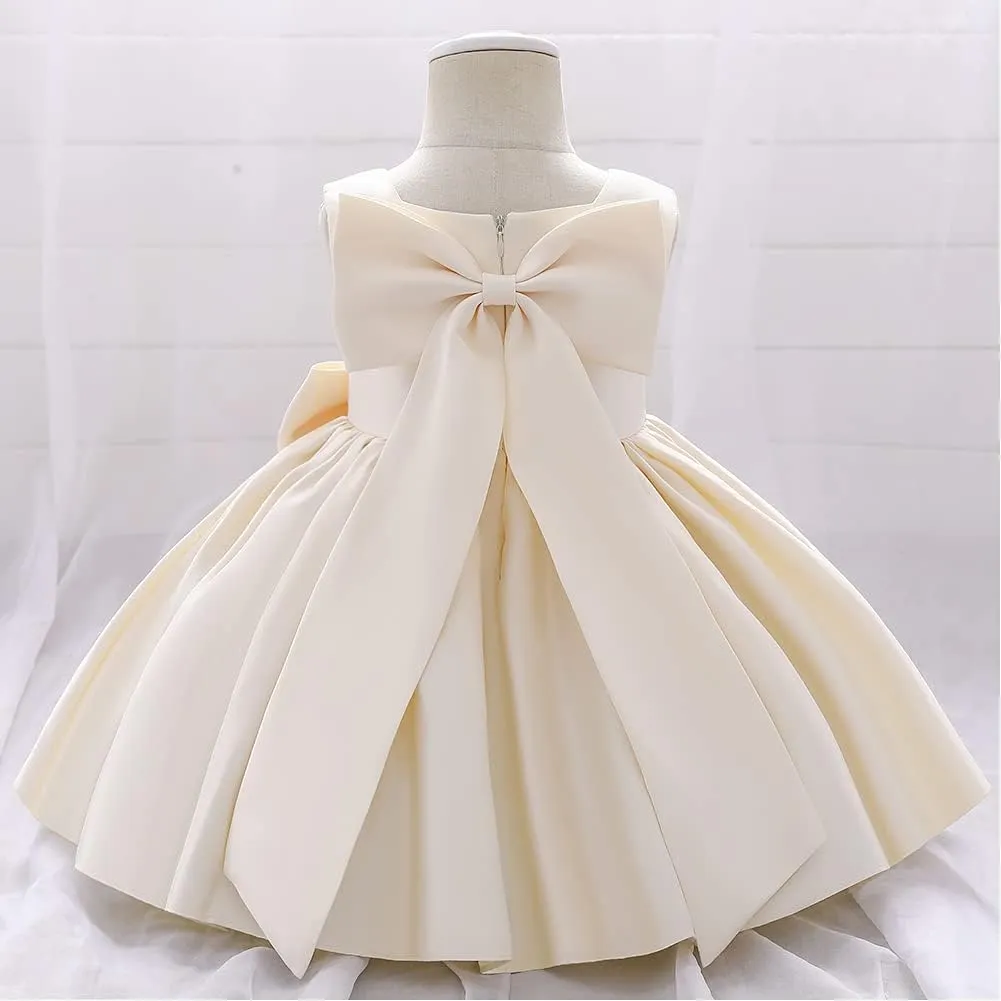 IDOPIP Flower Girl Bowknot Tutu Dress for Kids Baby Princess Wedding Bridesmaid Birthday Party Pageant Baptism Dresses 6M-10T