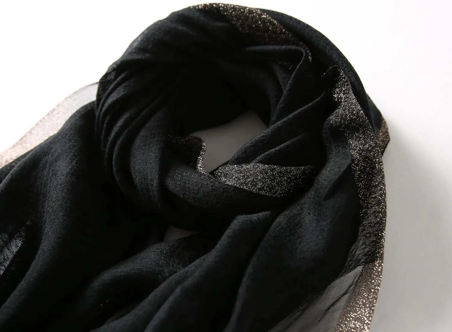 Jeelow Elegant Silk Wool Blend Scarf Shawl Wrap Lightweight Sheer for Women Embroidered Floral for Weddings Parties