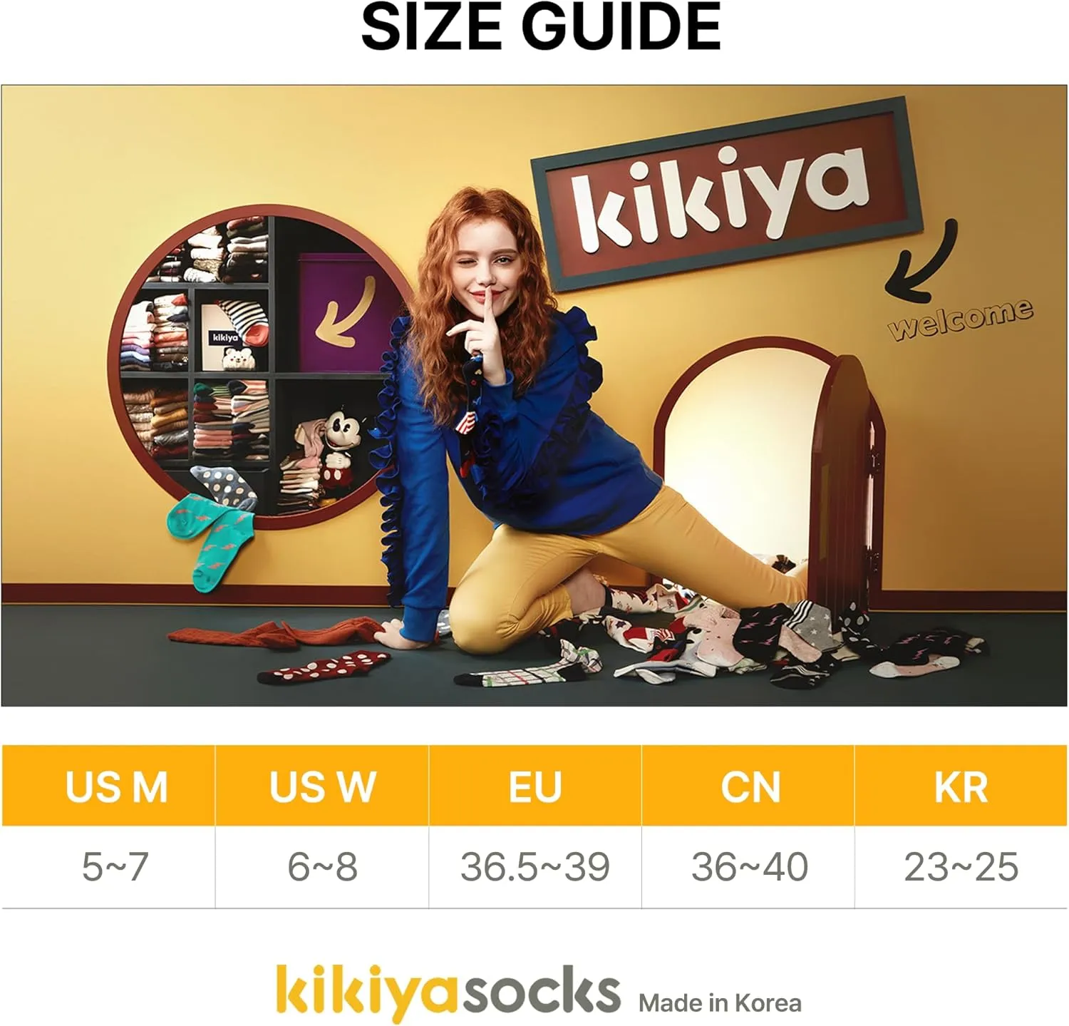 kikiya socks Women Crew | 4-6 Pairs Flower Heart Pattern Tube Striped Polka Dots Design | Ladies Soft Cotton Socks | US 6-8