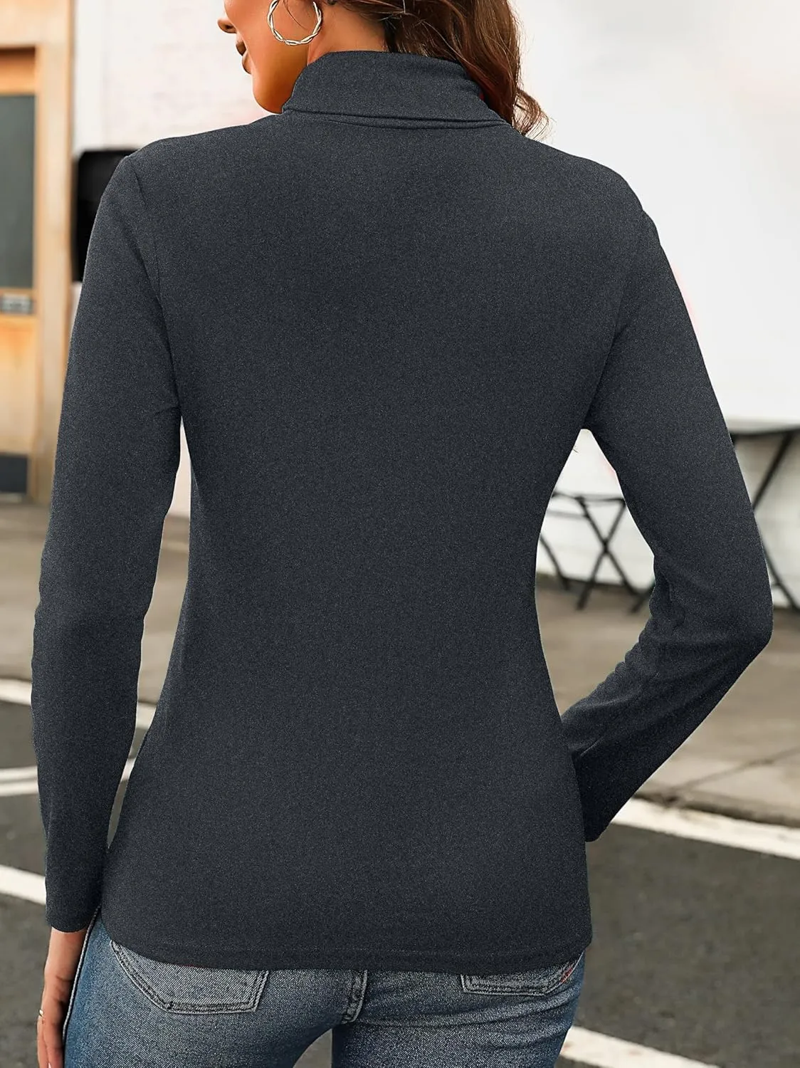 KYLELOVE Womens Turtleneck Long Sleeve Thermal Shirts Basic Slim Fitted Layering Undershirts Fall Winter Tops