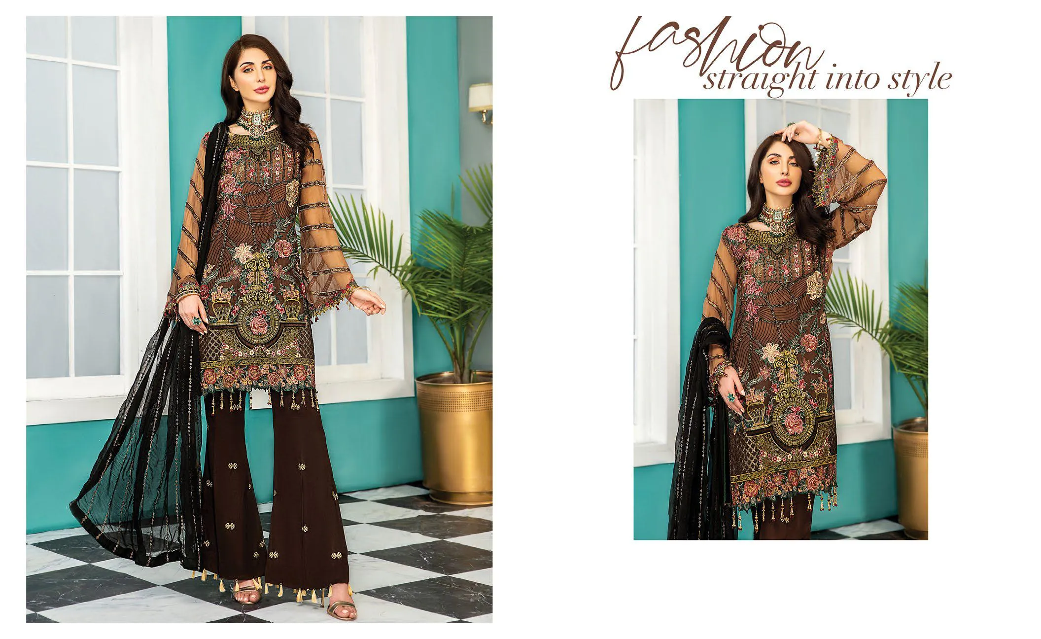 Maryam's Gold Luxury Embroidered Chiffon Collection Vol 7 – MG-79