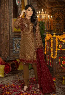 Maryam's Premium Luxury Embroidered Chiffon Collection Vol 5 – MP-155 Wood Cinnamon
