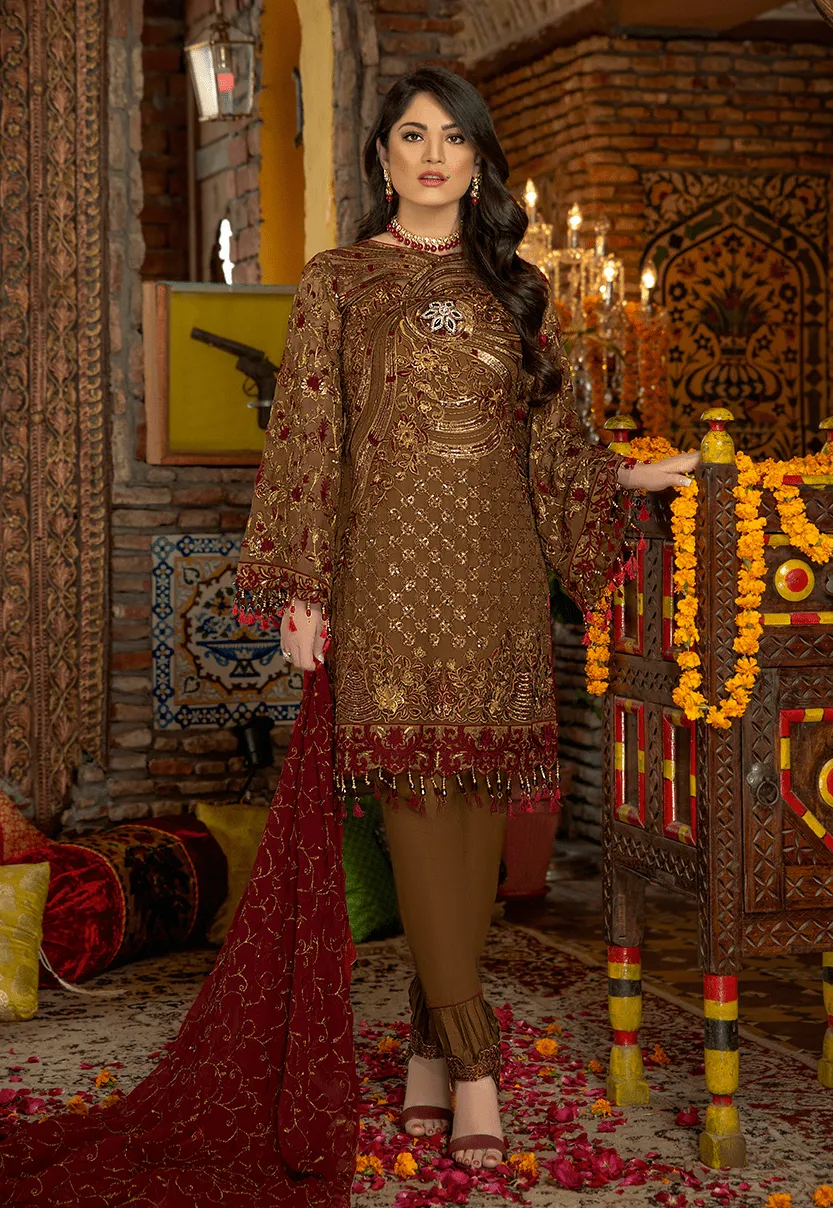 Maryam's Premium Luxury Embroidered Chiffon Collection Vol 5 – MP-155 Wood Cinnamon