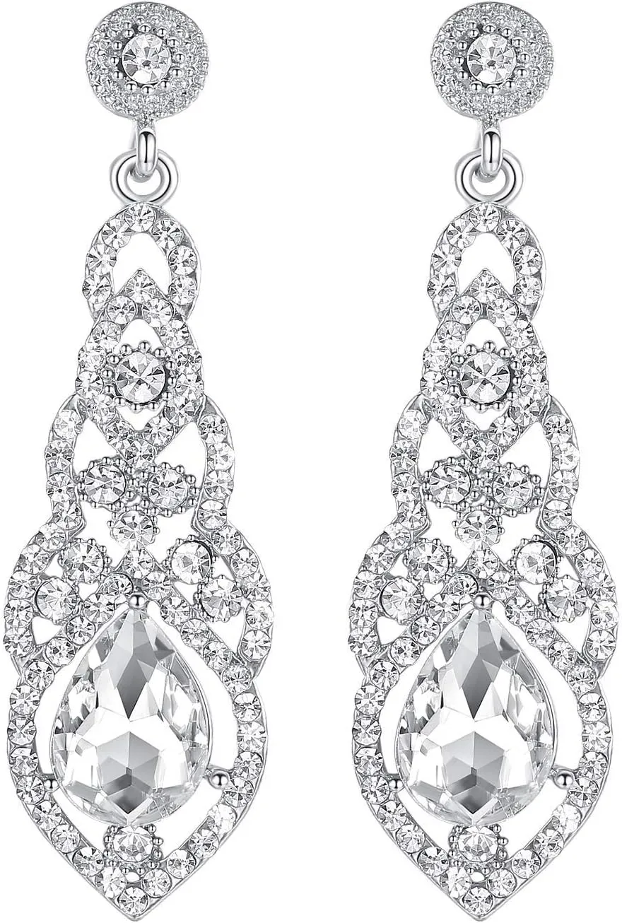 mecresh Women's Alloy Teardrop Crystal Chandelier Dangle Earrings