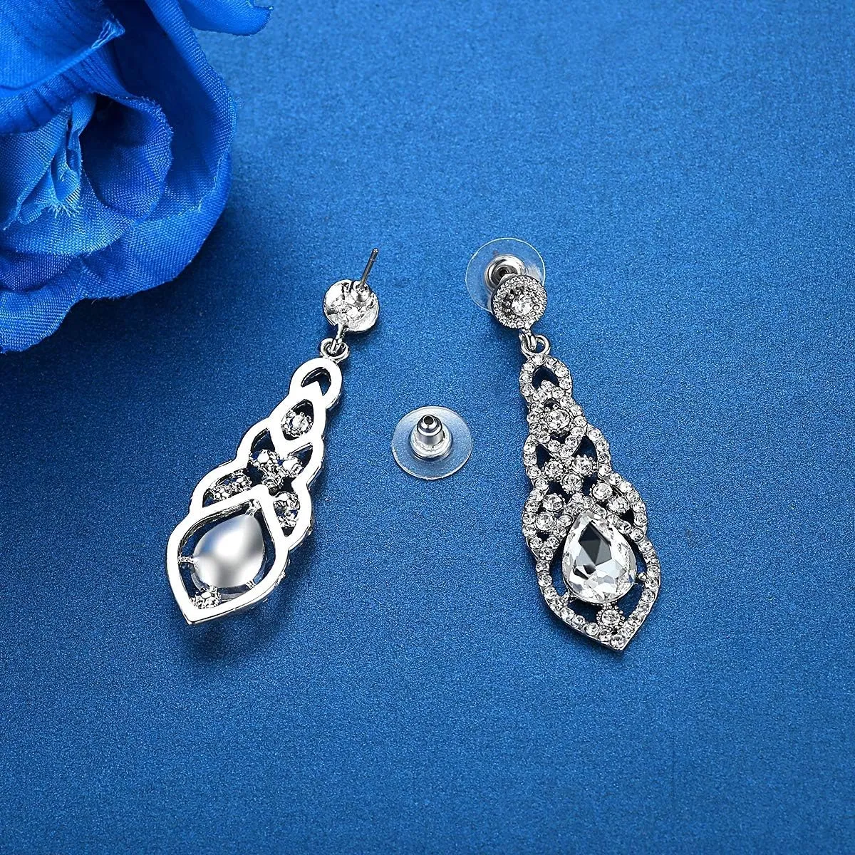 mecresh Women's Alloy Teardrop Crystal Chandelier Dangle Earrings