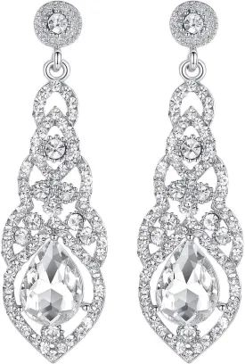 mecresh Women's Alloy Teardrop Crystal Chandelier Dangle Earrings