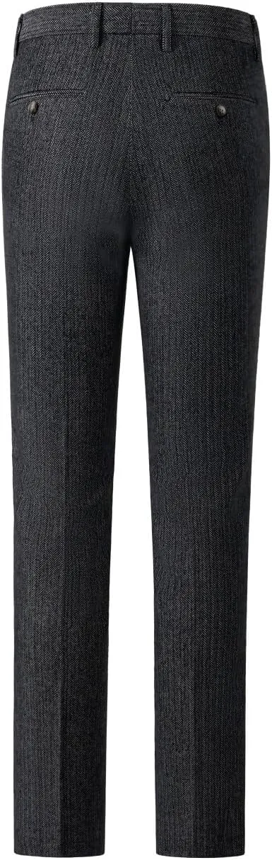 Mens Tweed Herringbone Suit Vintage Tailored Modern Fit Suit 3 Pieces Vent Tuxedos