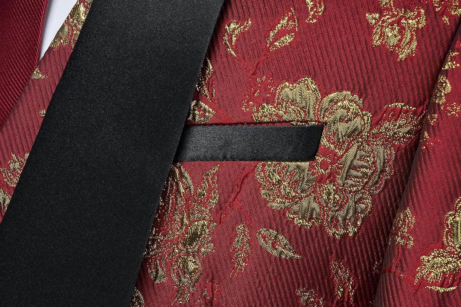 MOGU Mens 3 Piece Floral Print Dress Suit Slim Fit Jacquard Tuxedo Wedding Party Dinner