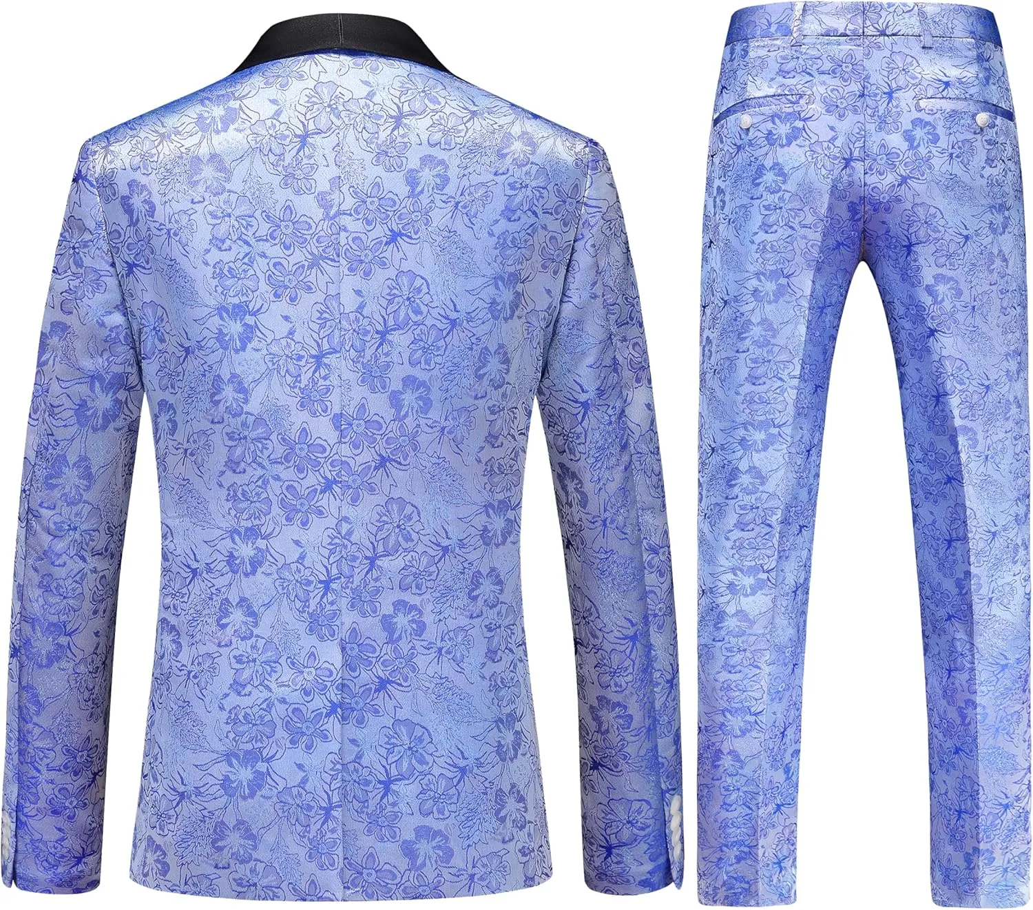 MOGU Mens 3 Piece Floral Print Dress Suit Slim Fit Jacquard Tuxedo Wedding Party Dinner