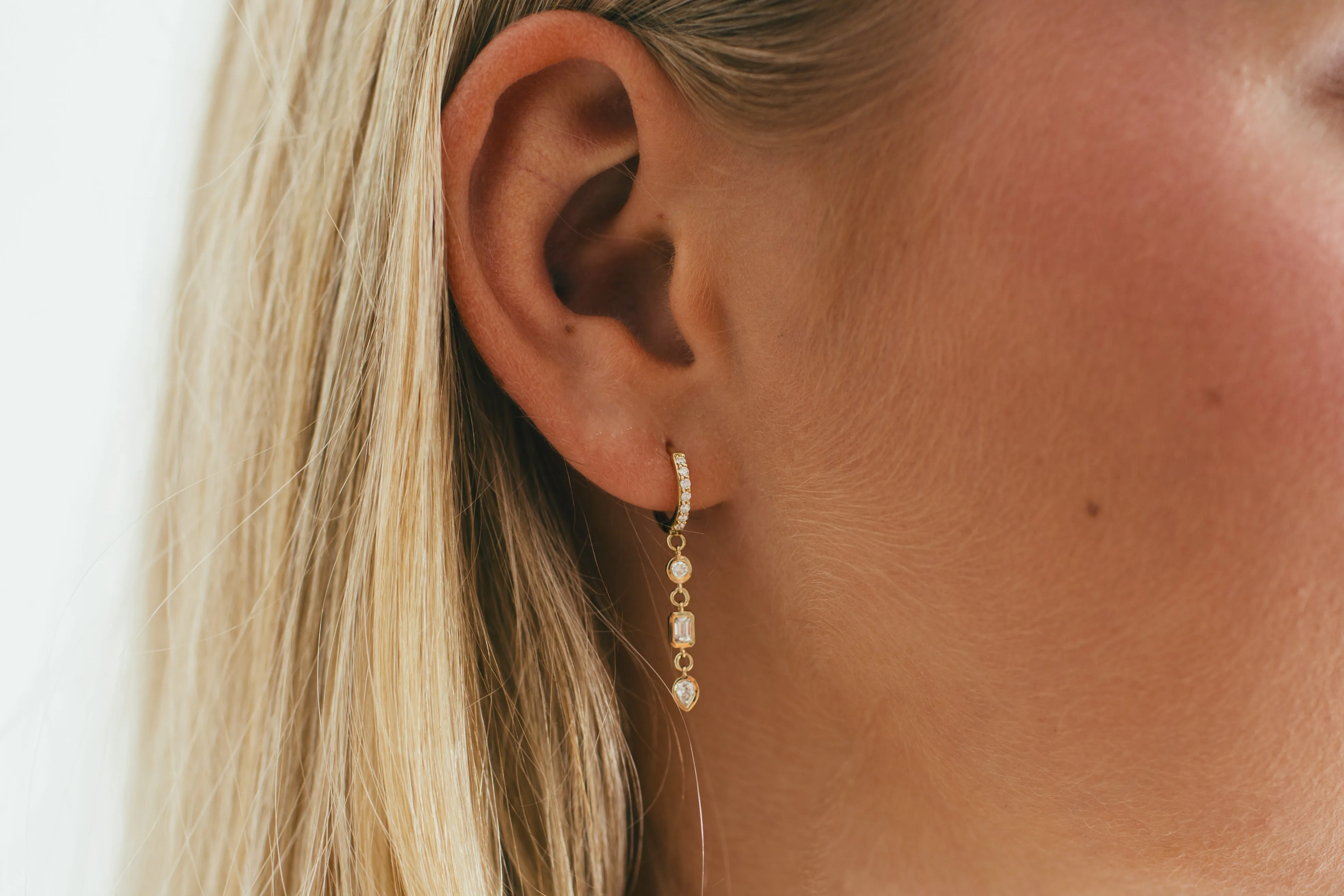 Multi Shape Diamond Bezel Huggie Earrings