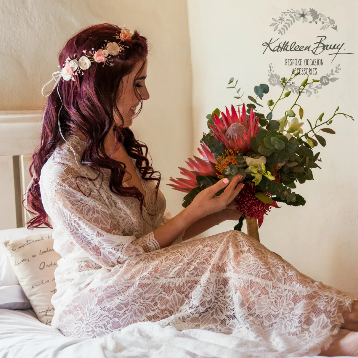 Nicci Bridal flower crown wreath - colors to order - Rose Gold