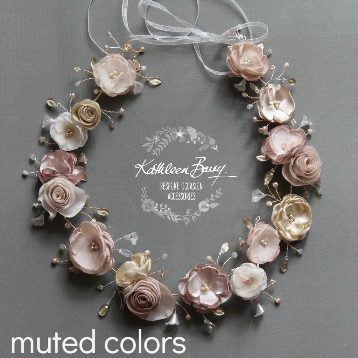 Nicci Bridal flower crown wreath - colors to order - Rose Gold