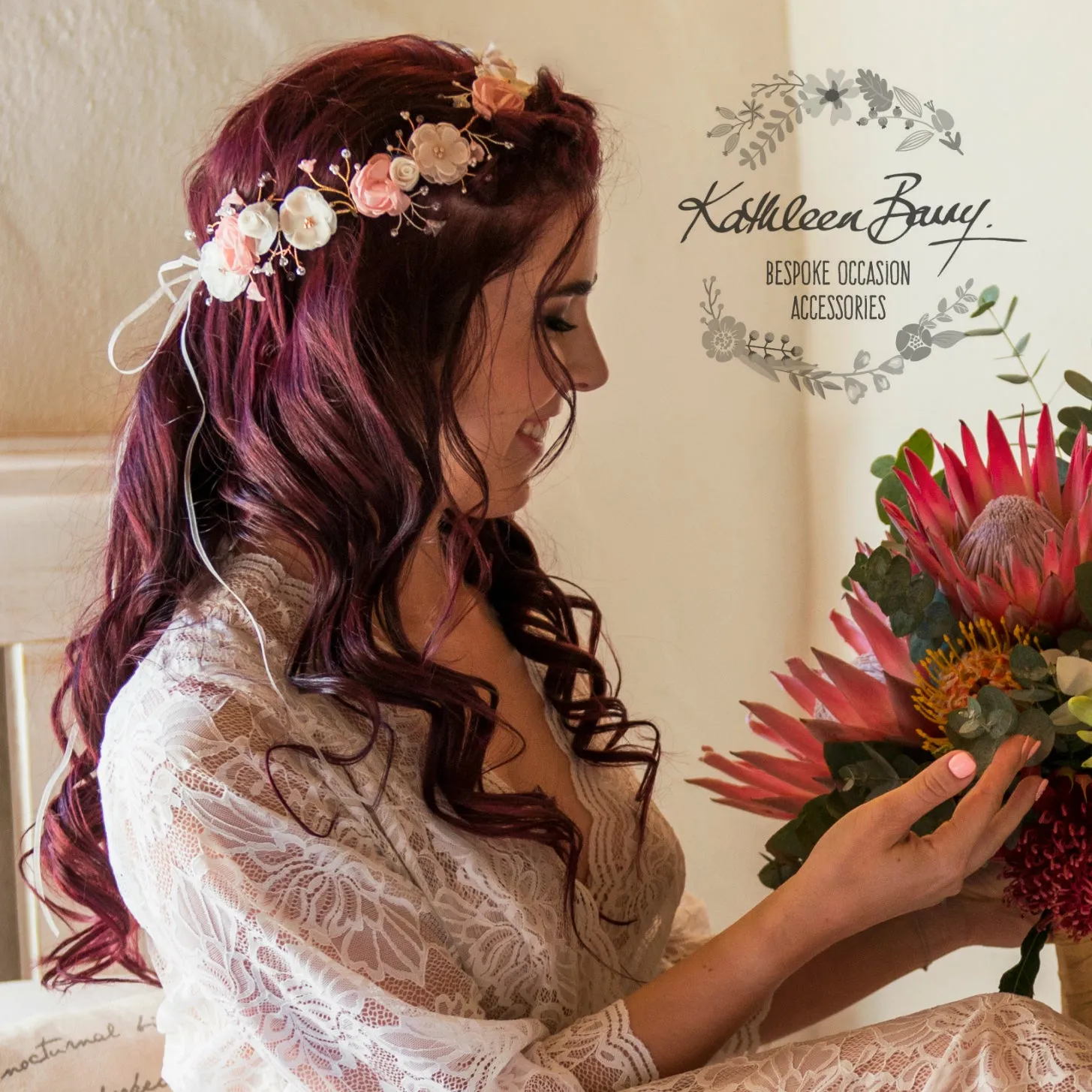 Nicci Bridal flower crown wreath - colors to order - Rose Gold