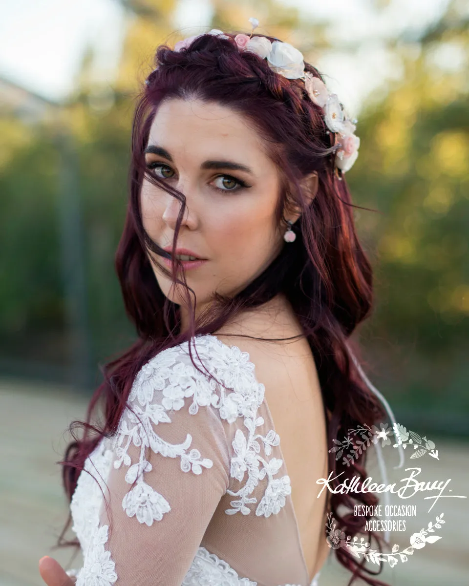 Nicci Bridal flower crown wreath - colors to order - Rose Gold