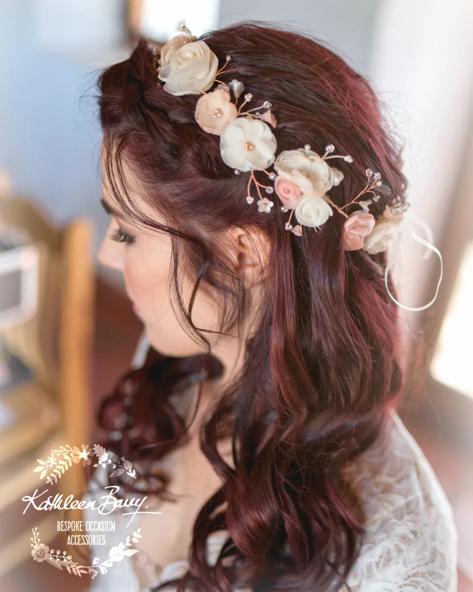 Nicci Bridal flower crown wreath - colors to order - Rose Gold